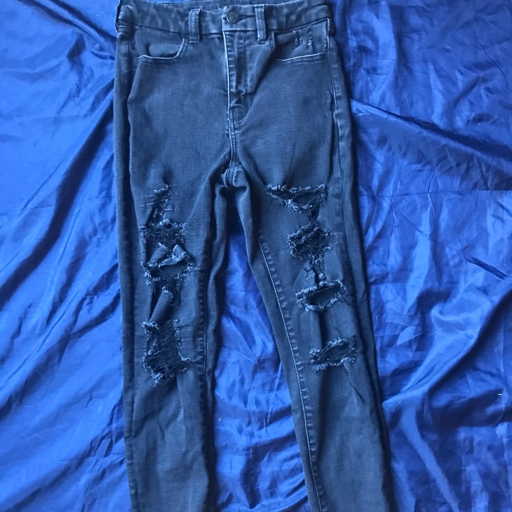 American Eagle Skinny Ripped Black Jeans